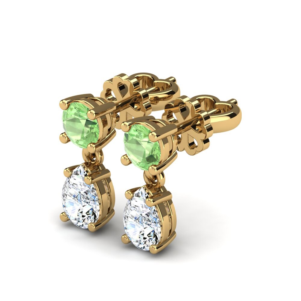14ct Yellow Gold Green Amethyst Women's Earring Rossella