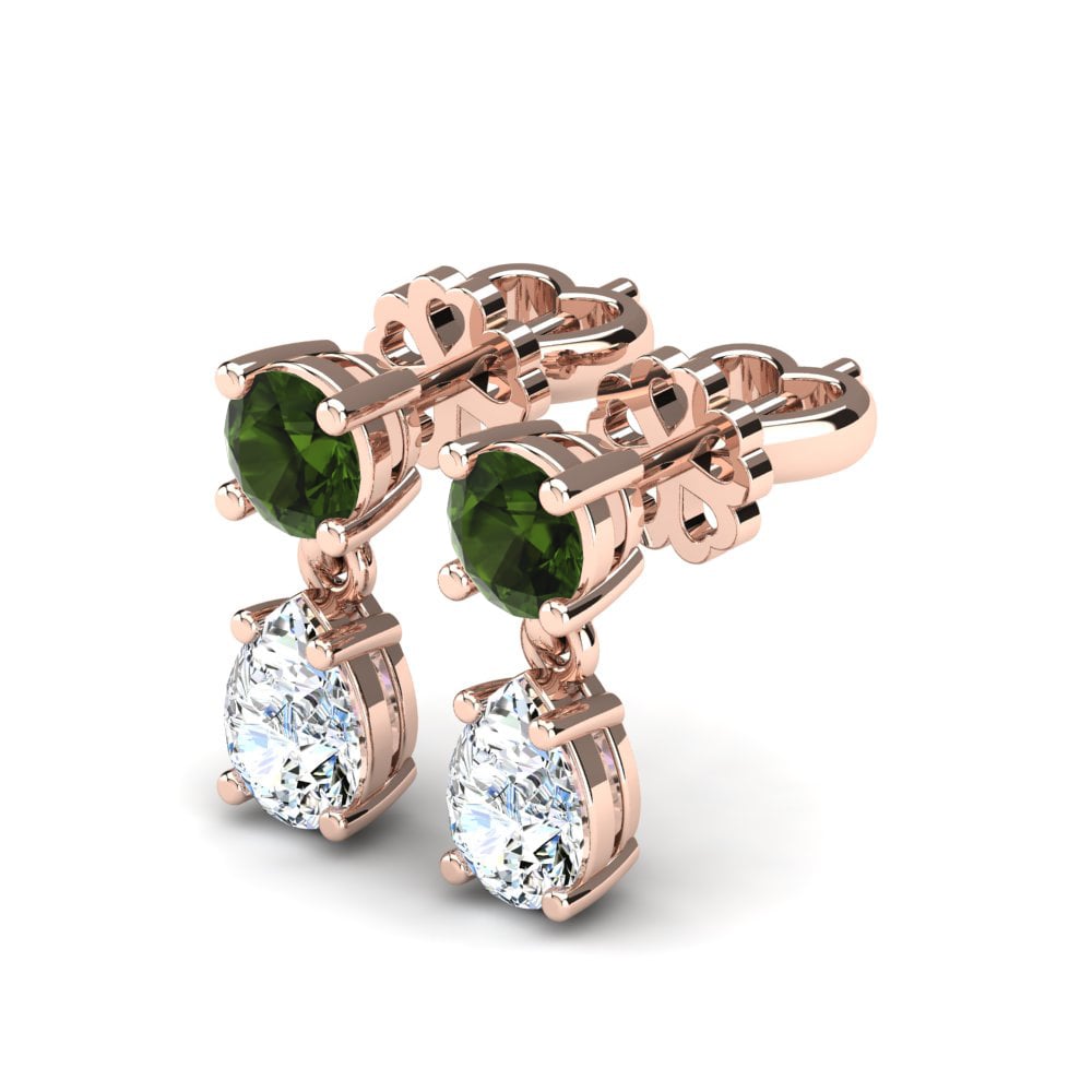 14ct Rose Gold Green Tourmaline Women's Earring Rossella