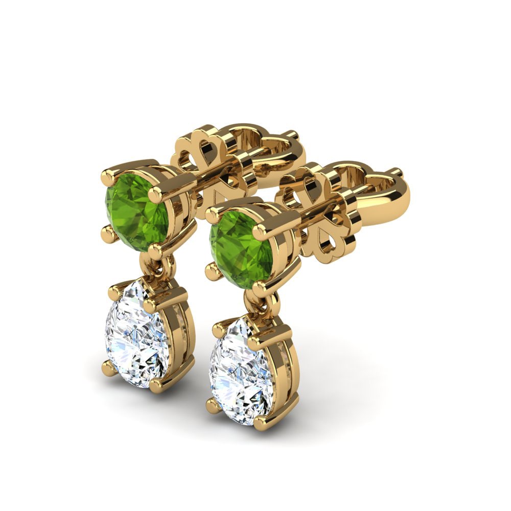 18k Oro Amarillo Peridoto Pendiente de mujer Rossella