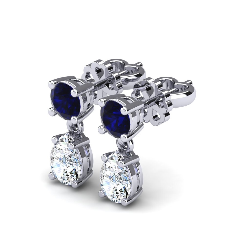 Zircônia azul escuro Brincos Feminino Rossella