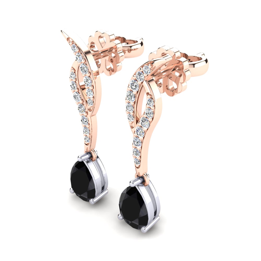 14k Oro Rosa & Blanco Zafiro negro Pendiente de mujer Norma