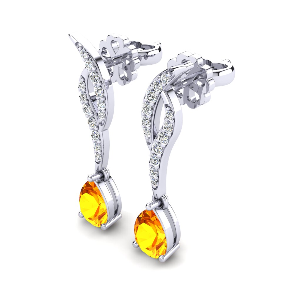 Platine 950 Citrine Boucle d'oreille femme Norma