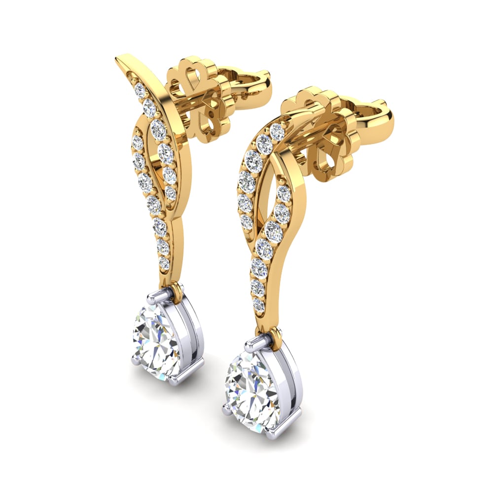 18k Oro Amarillo & Blanco Zafiro blanco Pendiente de mujer Norma