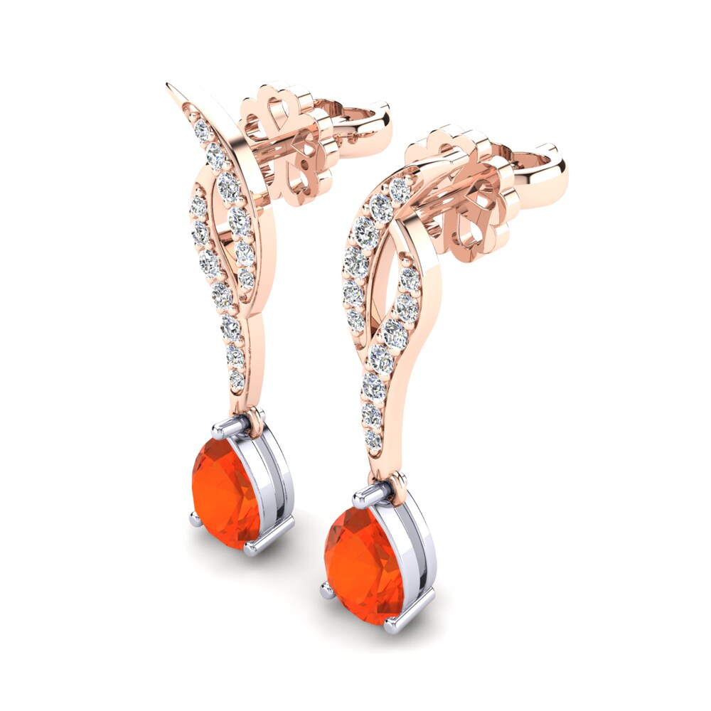 14ct Rose & White Gold Fire Opal Women's Earring Norma
