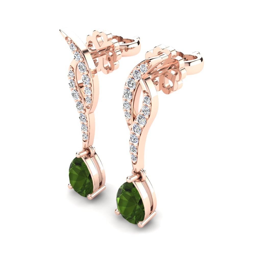 14ct Rose Gold Green Tourmaline Women's Earring Norma