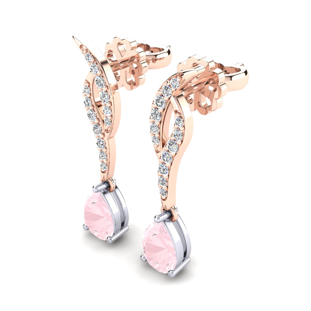 9k Oro Rosa & Blanco Cuarzo rosa Pendiente de mujer Norma