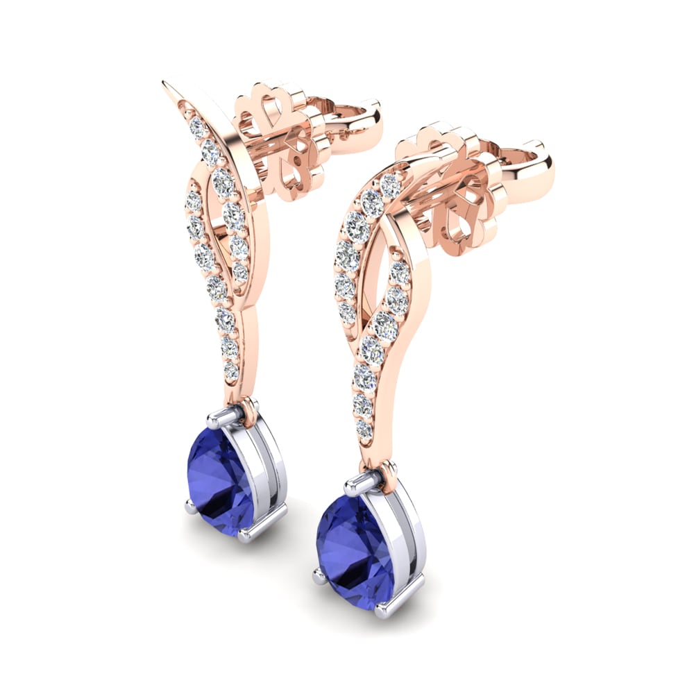 14k Oro Rosa & Blanco Tanzanita Pendiente de mujer Norma