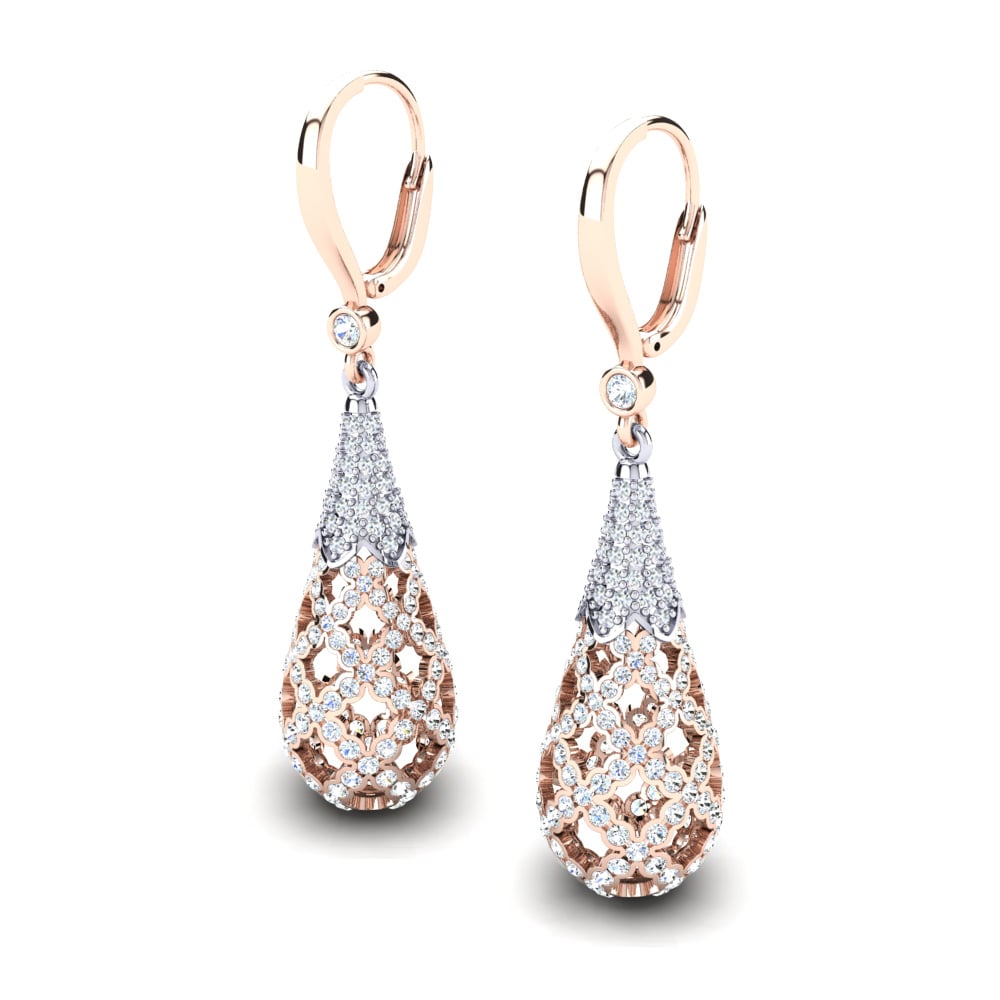 9ct Rose & White Gold Women's Earring Riccarda