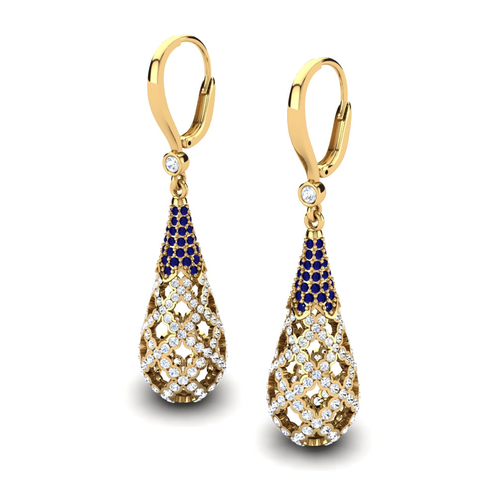 Zircônia azul escuro Brincos Feminino Riccarda
