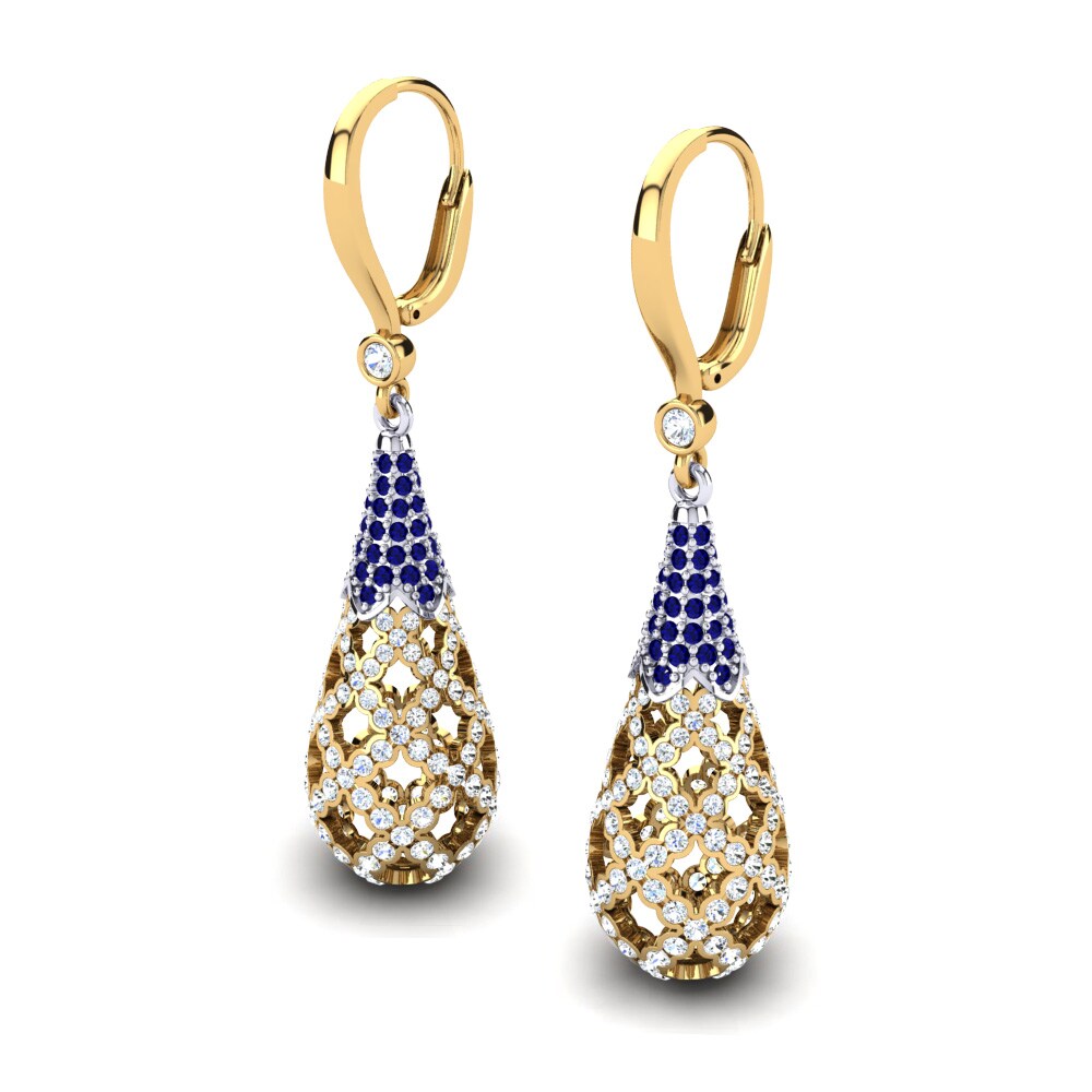 9k Oro Amarillo & Blanco Zafiro Pendiente de mujer Riccarda