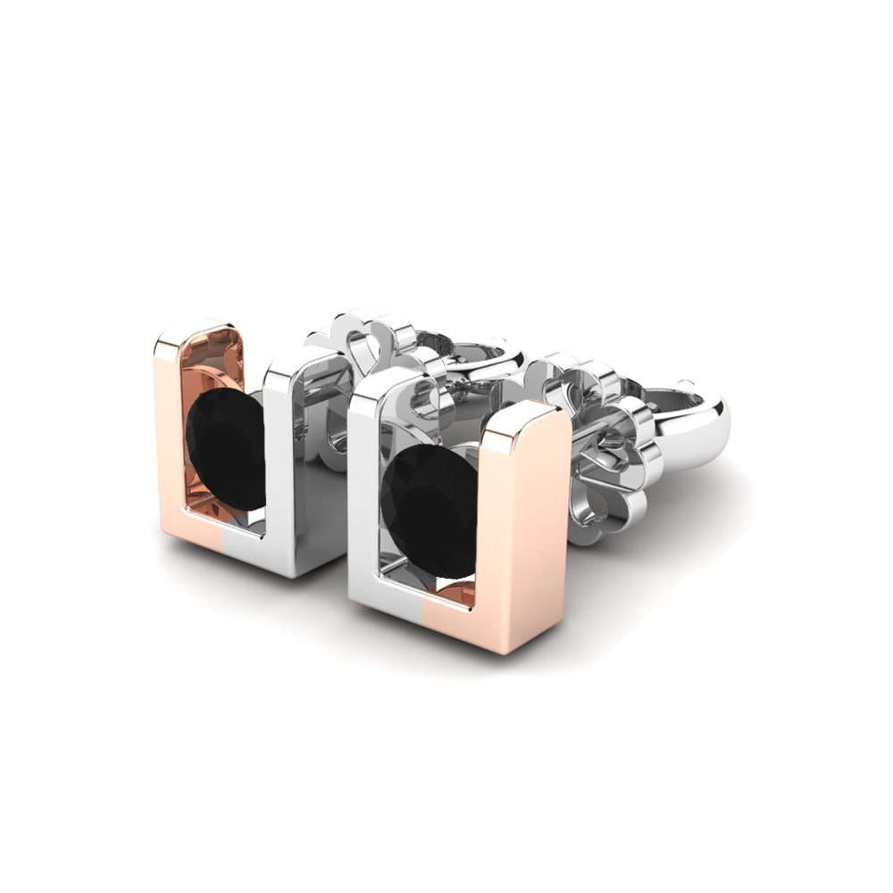 14k Oro Rosa & Blanco Zafiro negro Pendiente de mujer Luciana