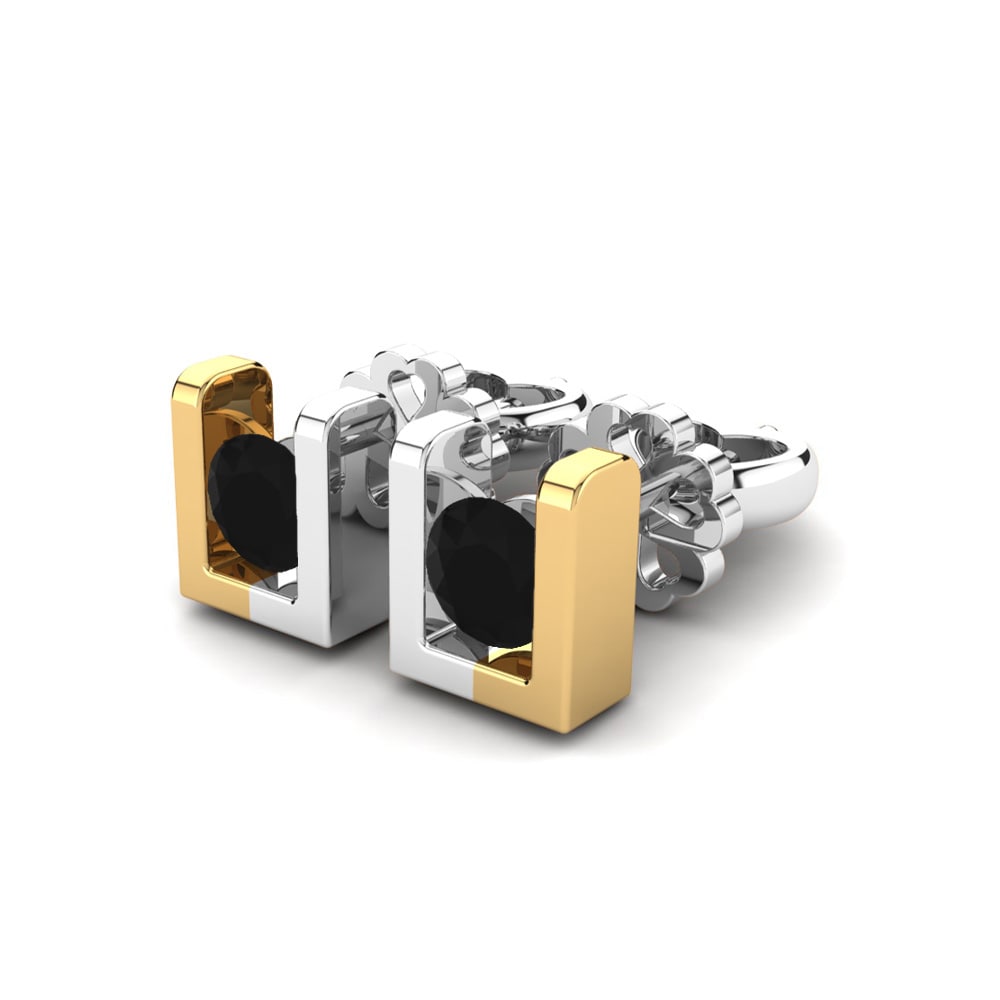 14ct Yellow / White Gold Black Diamond Women's Earring Luciana