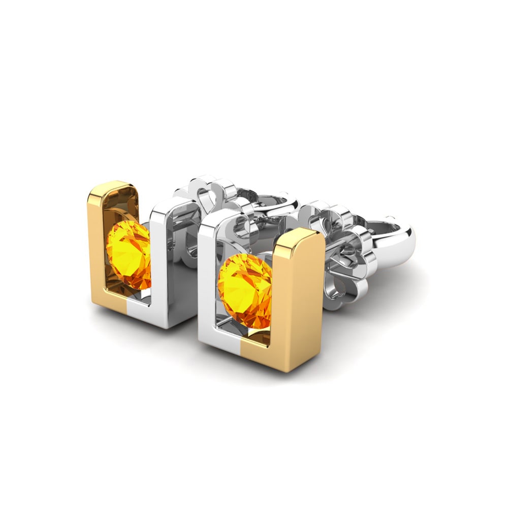 14ct Yellow & White Gold Citrine Women's Earring Luciana