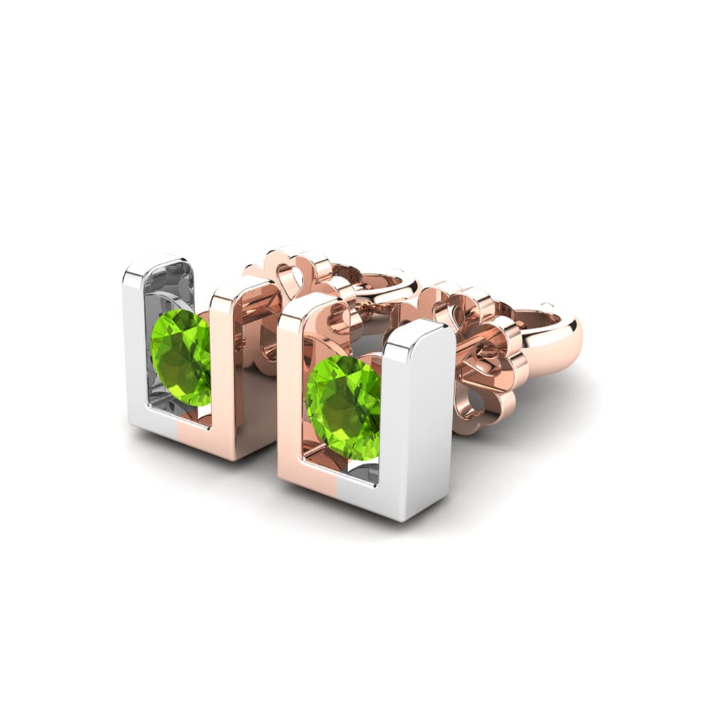 14k Oro Blanco & Rosa Peridoto Pendiente de mujer Luciana
