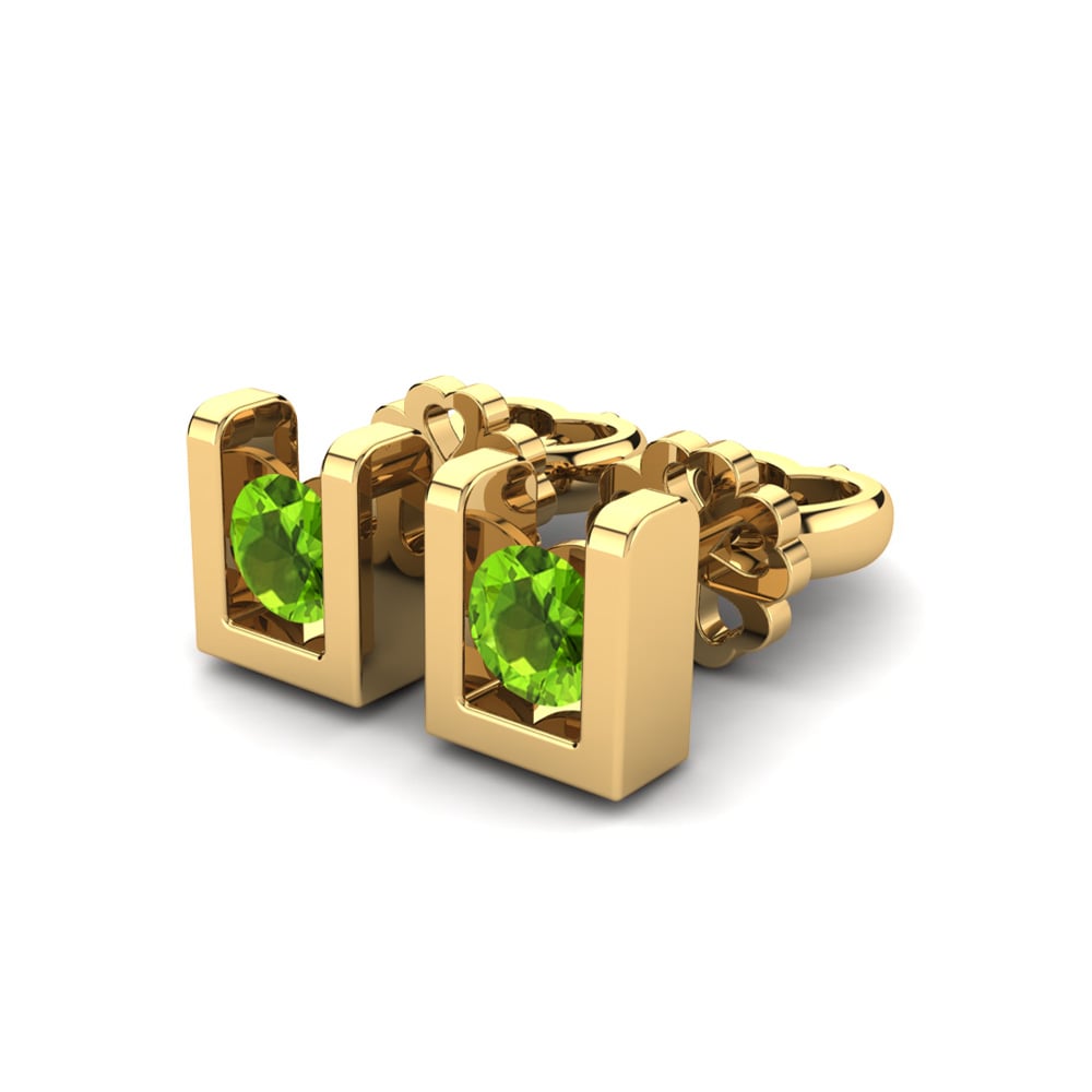 14k Oro Amarillo Peridoto Pendiente de mujer Luciana