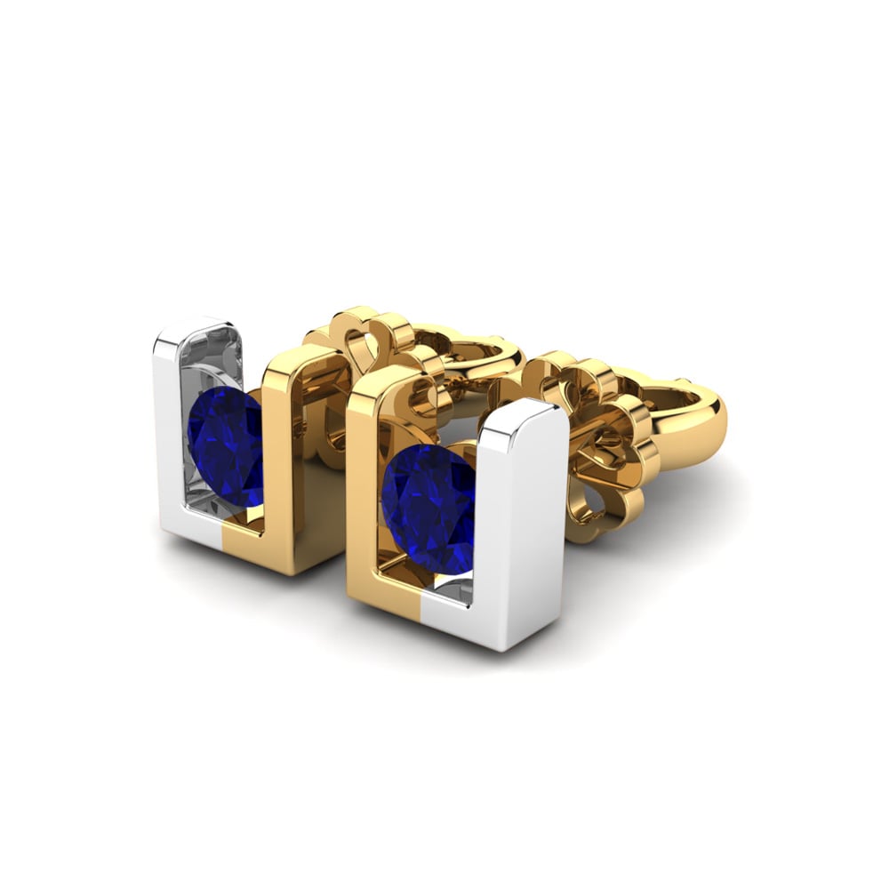 14k Oro Blanco & Amarillo Zafiro Pendiente de mujer Luciana