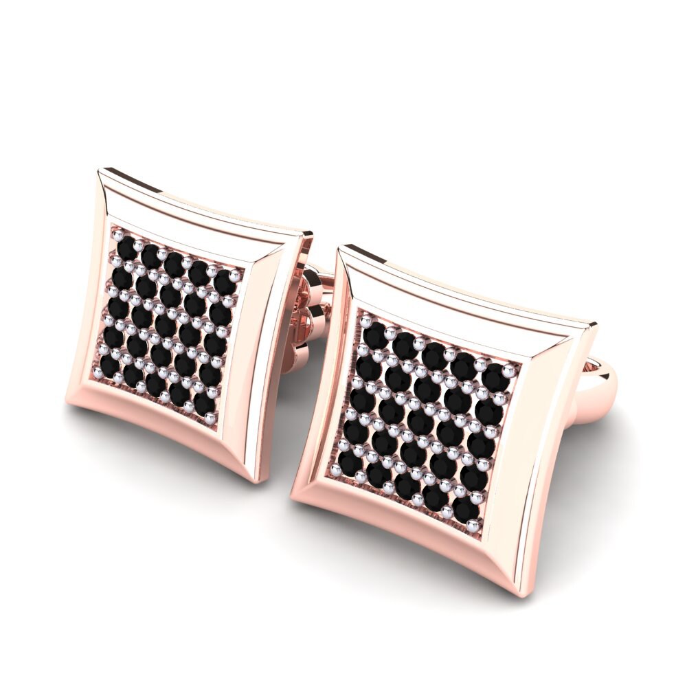 14k Oro Rosa & Blanco Zafiro negro Pendiente de mujer Imelda