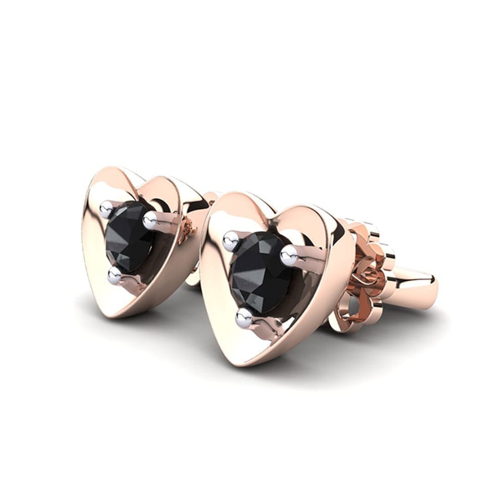 14k Oro Rosa & Blanco Zafiro negro Pendiente de mujer Alba