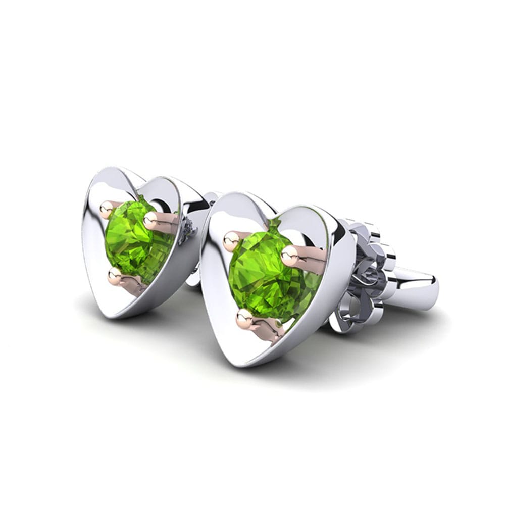 14k Oro Blanco & Rosa Peridoto Pendiente de mujer Alba
