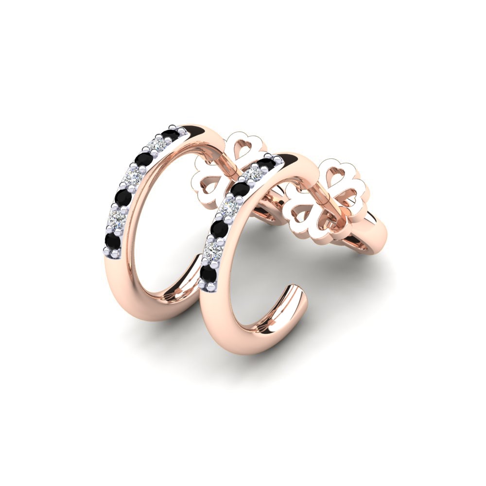 14k Oro Rosa & Blanco Zafiro negro Pendiente de mujer Izabel