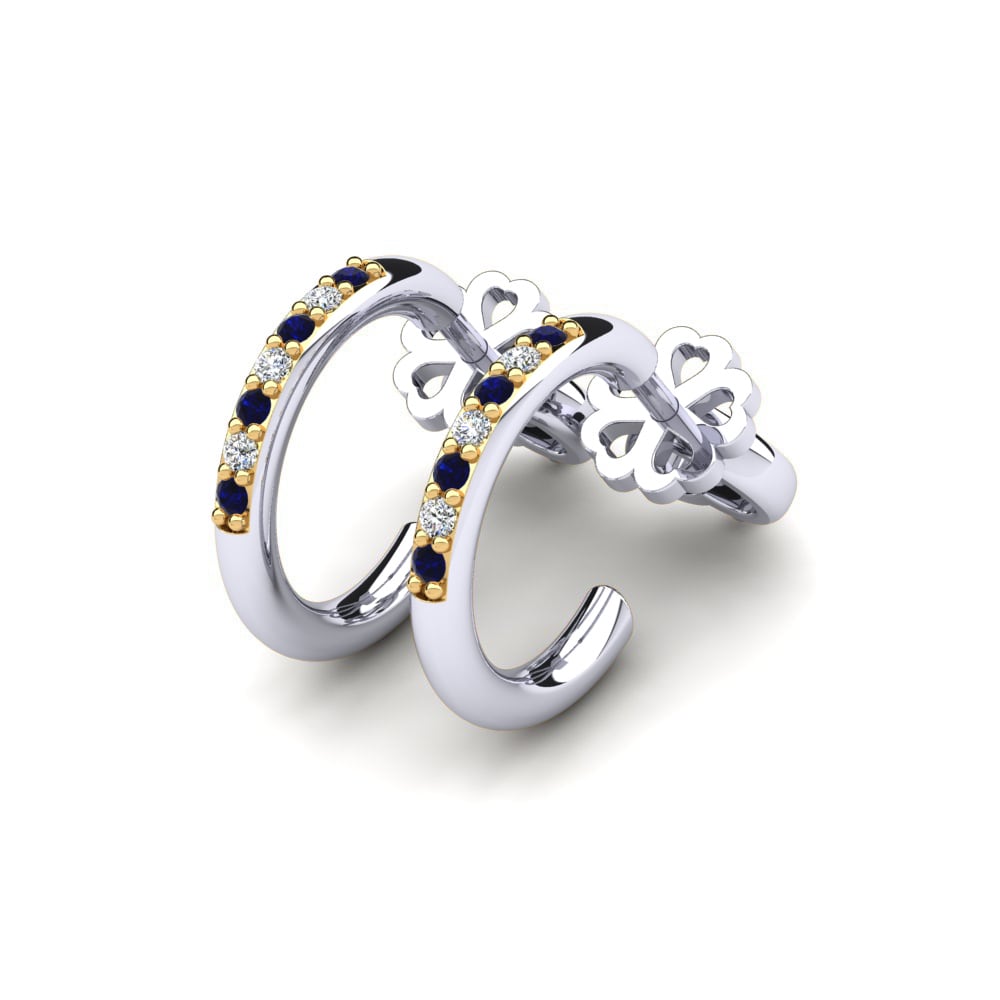 14k Oro Blanco & Amarillo Zafiro Pendiente de mujer Izabel