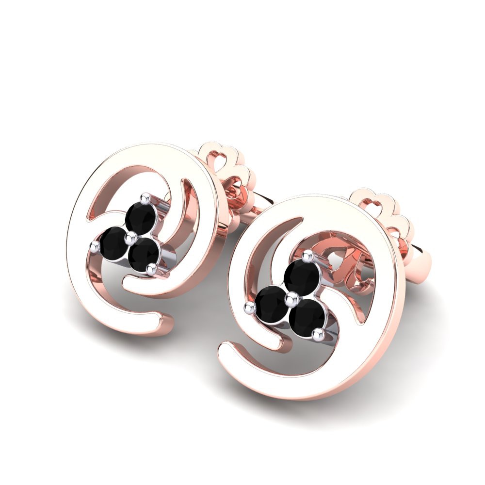 14k Oro Rosa & Blanco Zafiro negro Pendiente de mujer Heidi