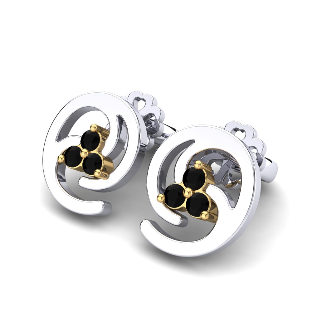 14ct White & Yellow Gold Black Sapphire Women's Earring Heidi