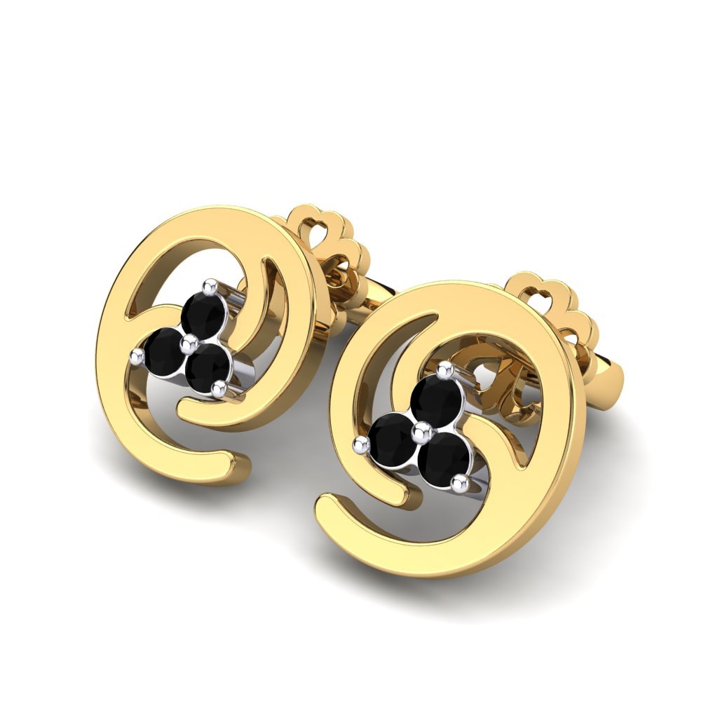 14ct Yellow / White Gold Black Diamond Women's Earring Heidi