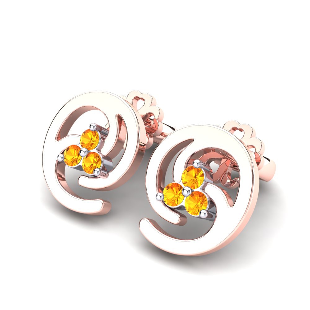 14k Oro Rosa & Blanco Citrino Pendiente de mujer Heidi