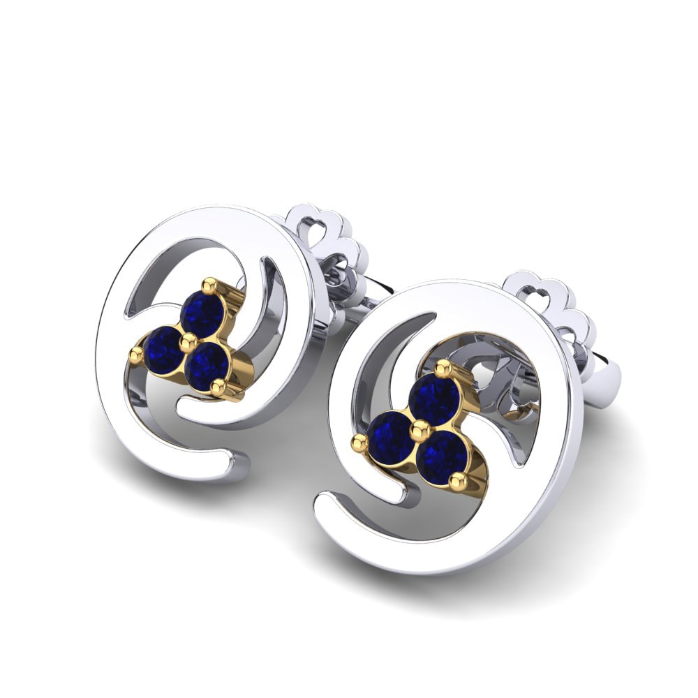 14k Oro Blanco & Amarillo Zafiro Pendiente de mujer Heidi