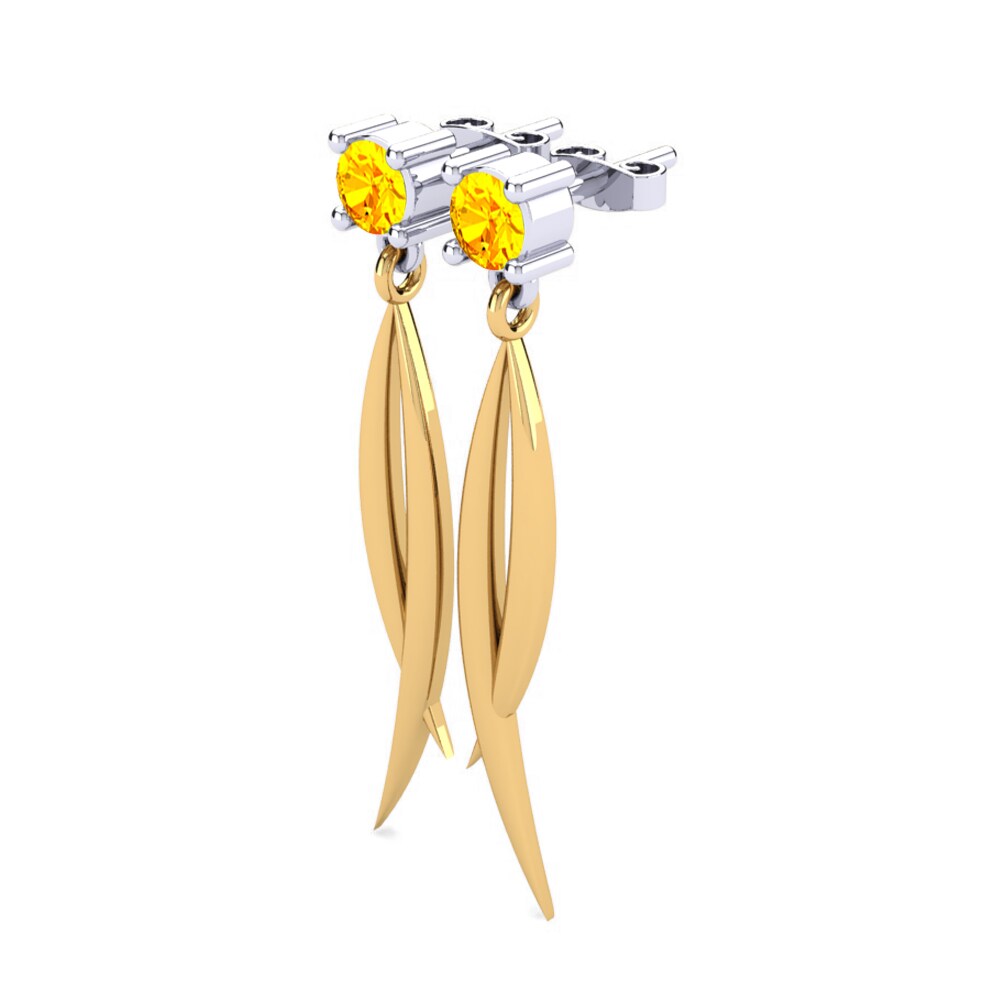 14ct Yellow & White Gold Citrine Women's Earring Ecateri