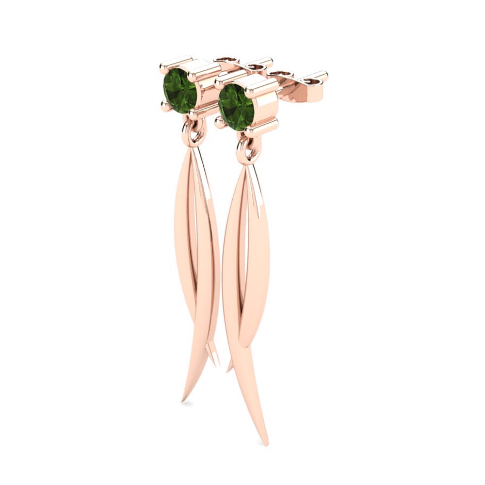 9ct Rose Gold Green Tourmaline Women's Earring Ecateri