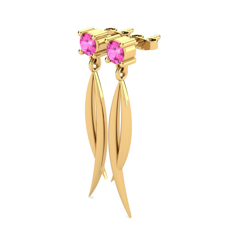 9k Oro Amarillo Turmalina rosa Pendiente de mujer Ecateri