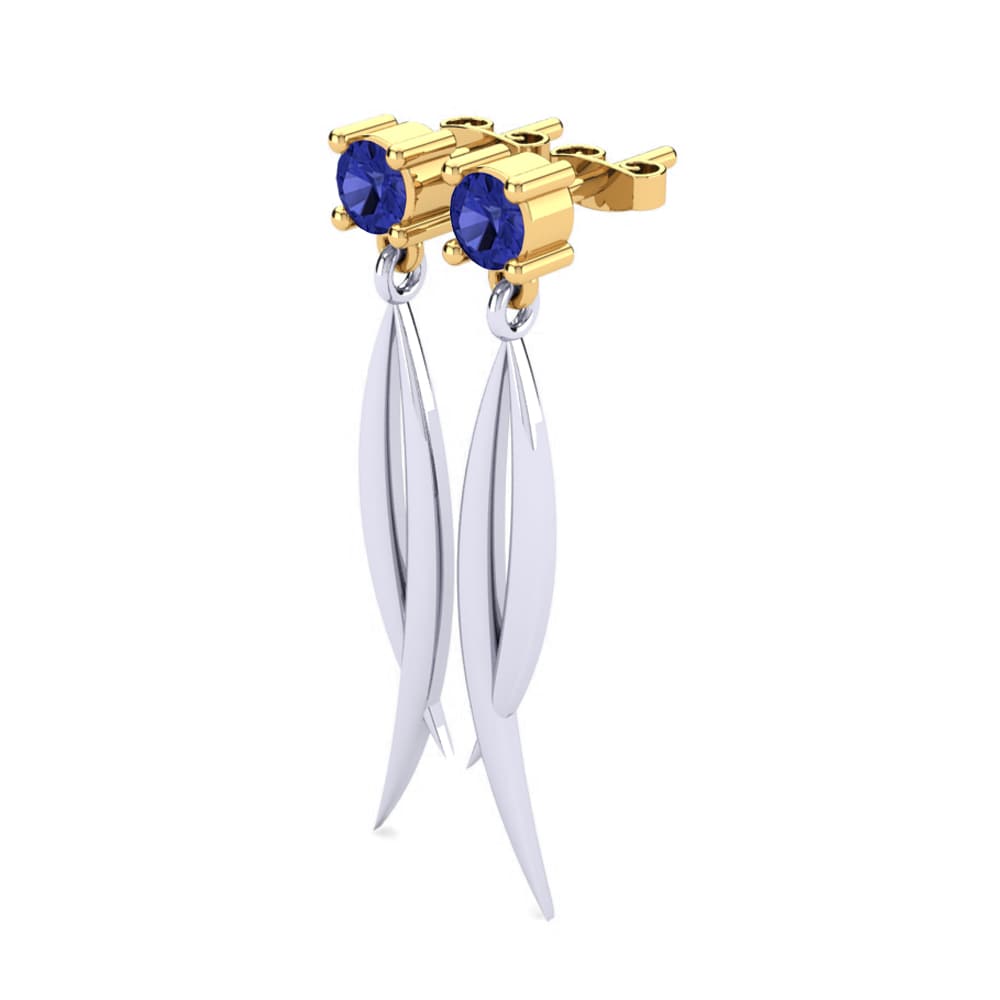 9k Oro Blanco & Amarillo Tanzanita Pendiente de mujer Ecateri