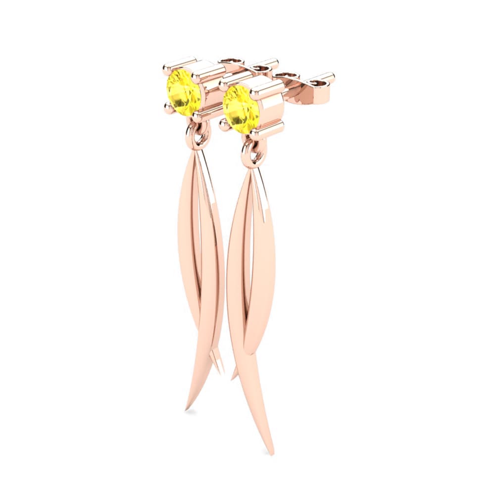 14k Oro Rosa Zafiro amarillo Pendiente de mujer Ecateri