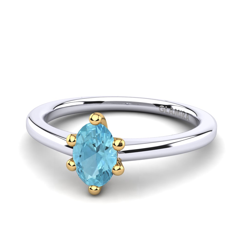 14ct White & Yellow Gold Aquamarine Women's Ring Egidia