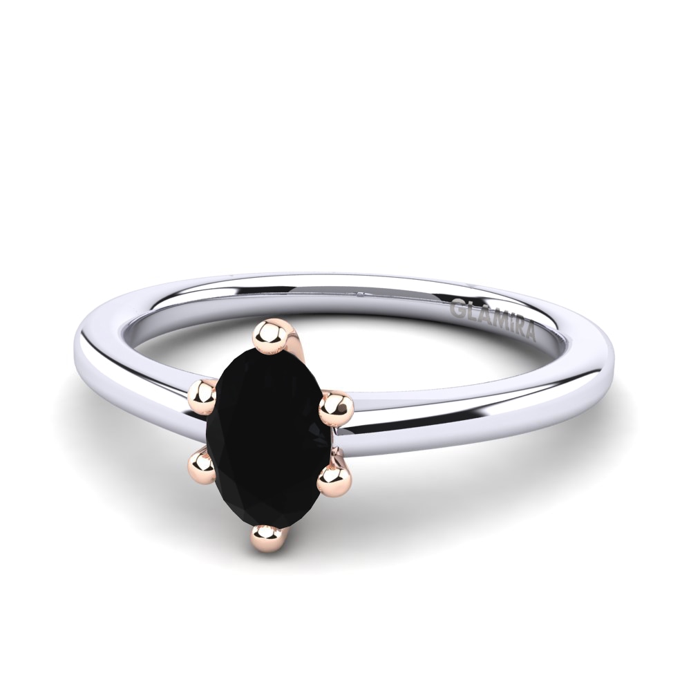 14ct White & Rose Gold Black Sapphire Women's Ring Egidia