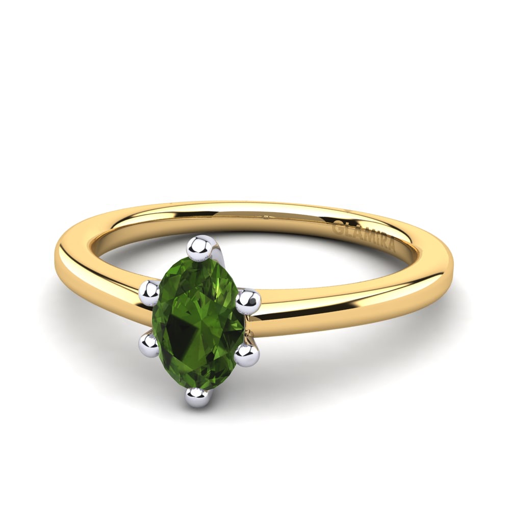 14ct Yellow & White Gold Green Tourmaline Women's Ring Egidia