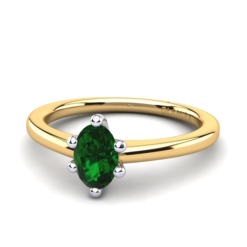 18ct Yellow & White Gold Emerald (Lab Created) Women's Ring Egidia