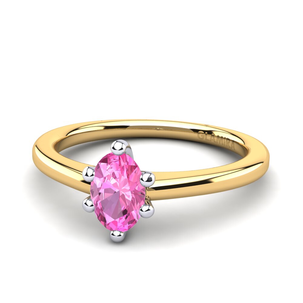 14ct Yellow & White Gold Pink Tourmaline Women's Ring Egidia