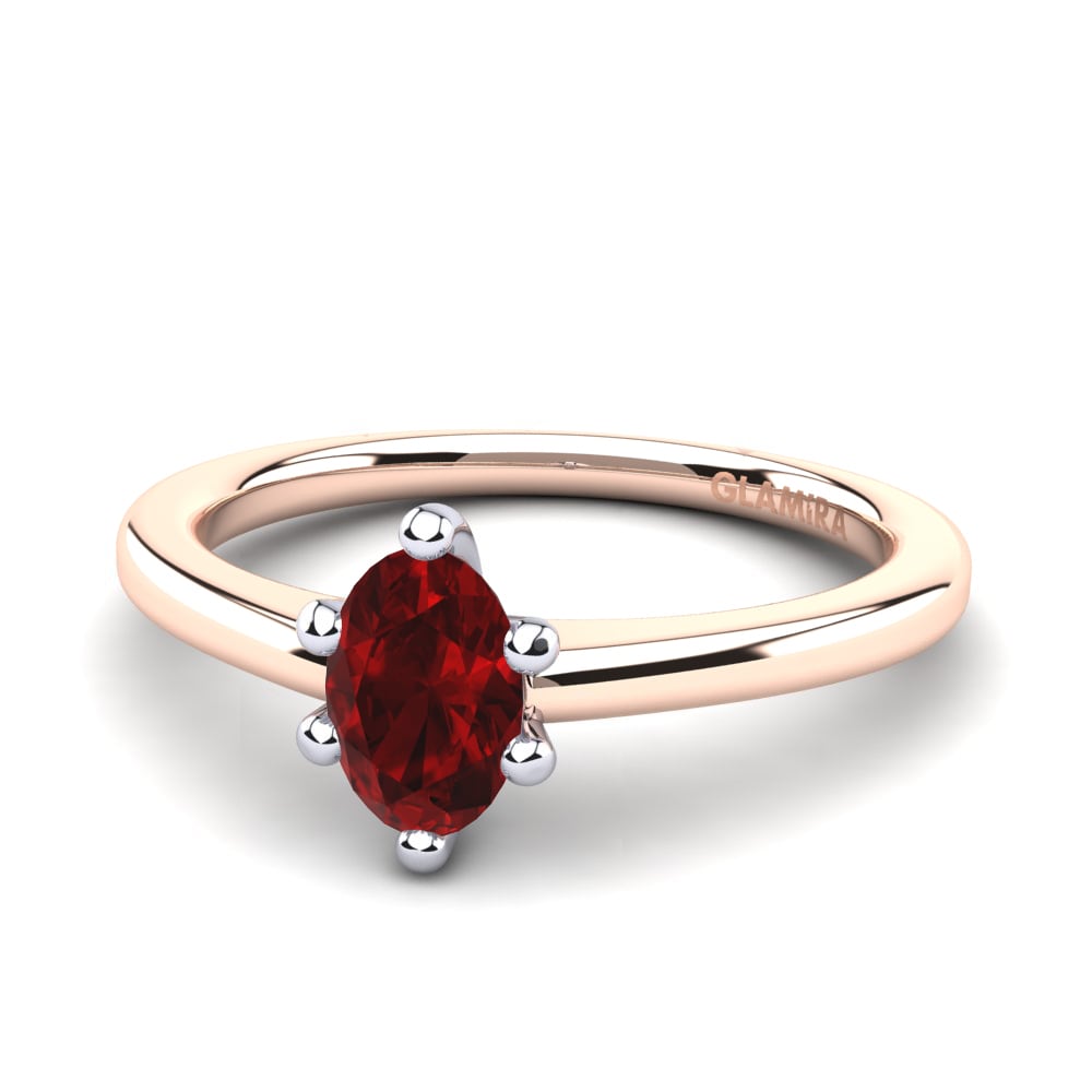 9ct Rose & White Gold Red Zirconia Women's Ring Egidia