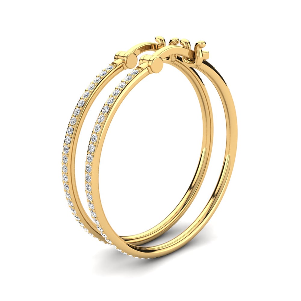 Ouro Amarelo 14K Diamante Produzido em Laboratório Brincos Feminino Elgia 25 mm
