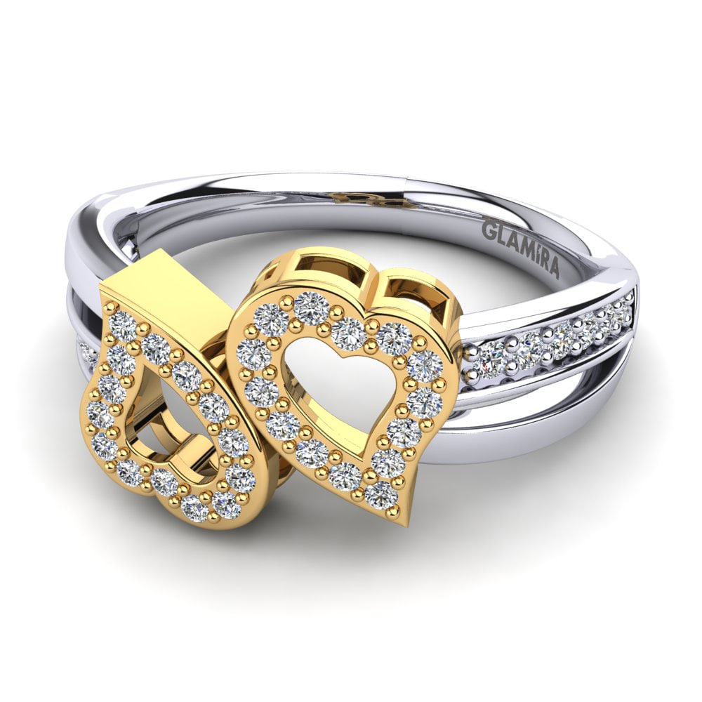 14ct White & Yellow Gold White sapphire Ring Elithia