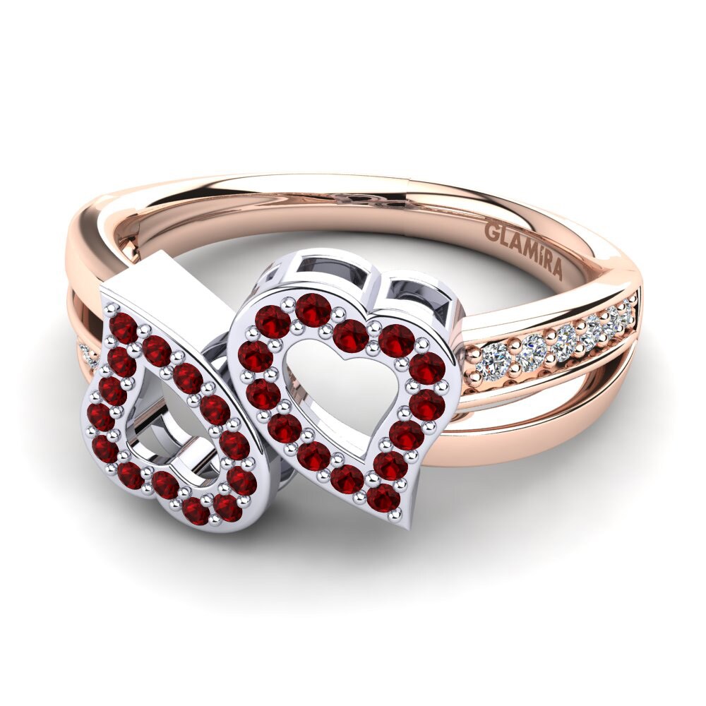 9ct Rose & White Gold Red Zirconia Ring Elithia