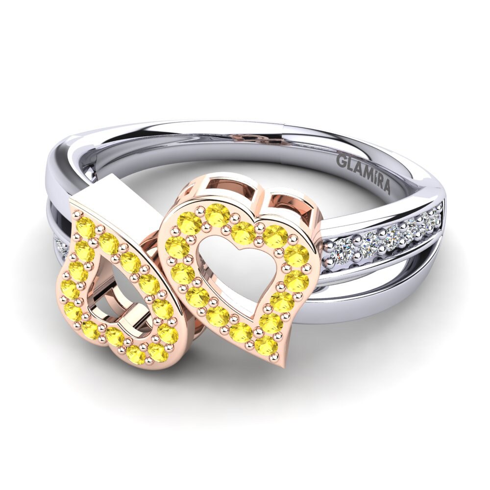 14ct White & Rose Gold Yellow Sapphire Ring Elithia