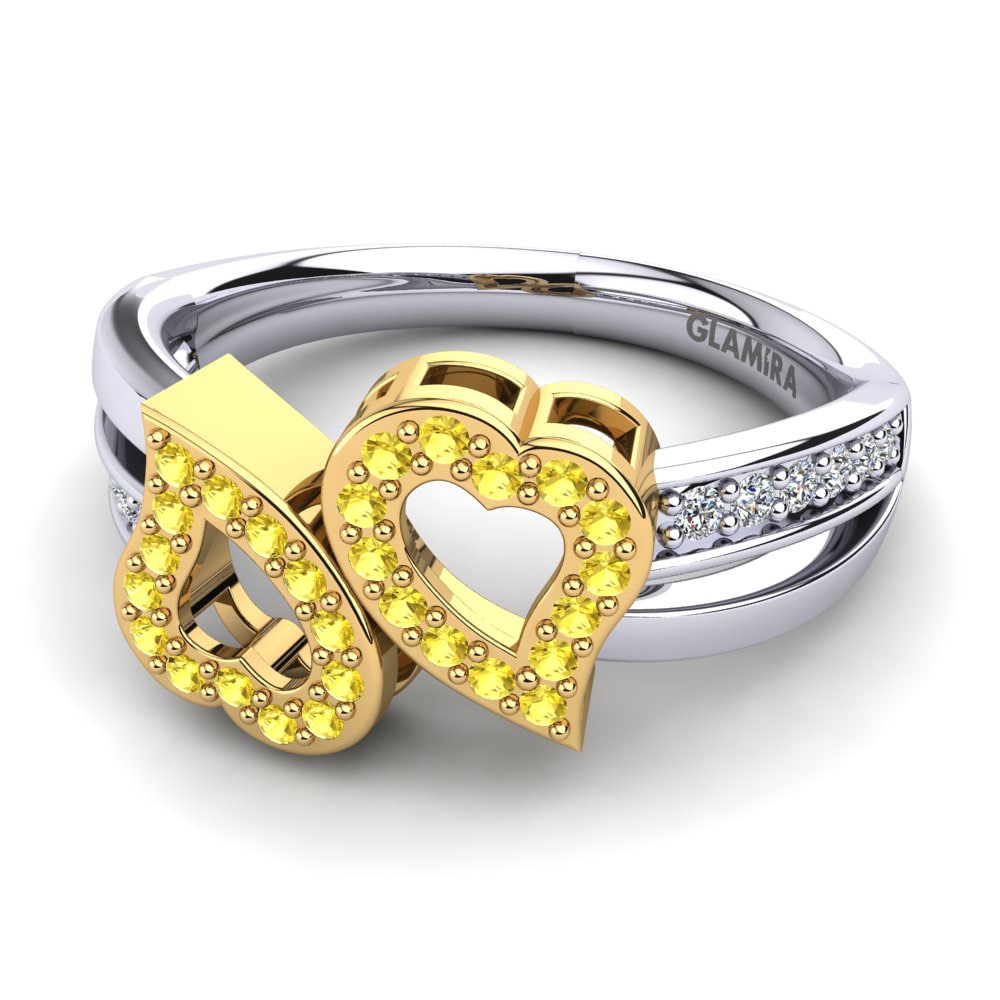 14ct White & Yellow Gold Yellow Sapphire Ring Elithia