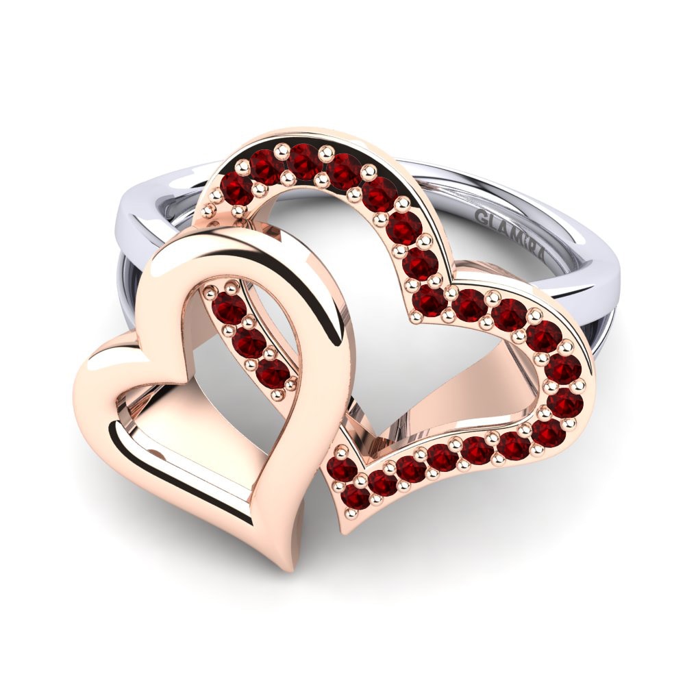 9ct Rose & White Gold Red Zirconia Ring Eliya