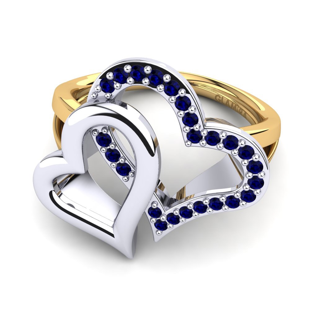 14ct White & Yellow Gold Dark Blue Zirconia Ring Eliya