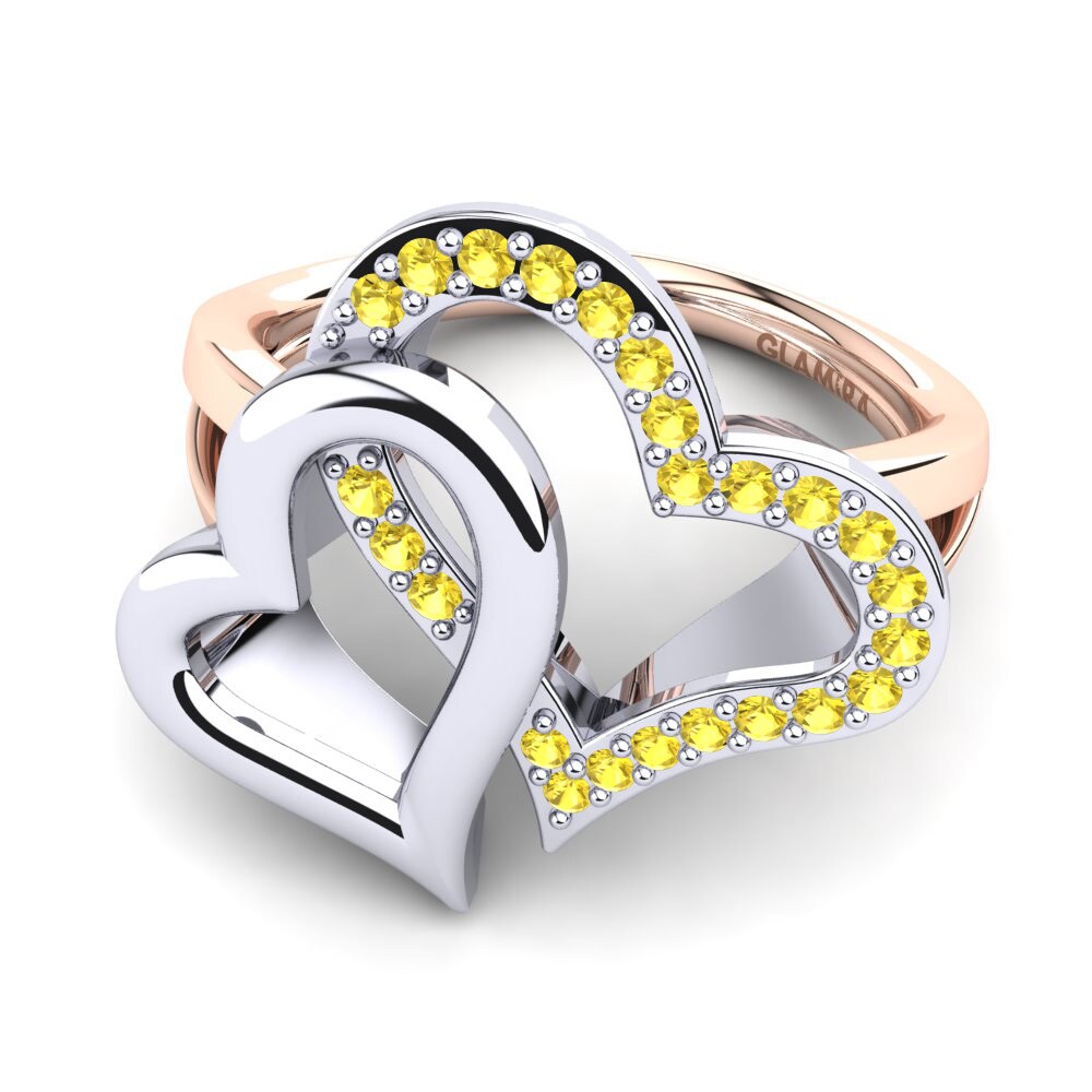 14ct White & Rose Gold Yellow Sapphire Ring Eliya