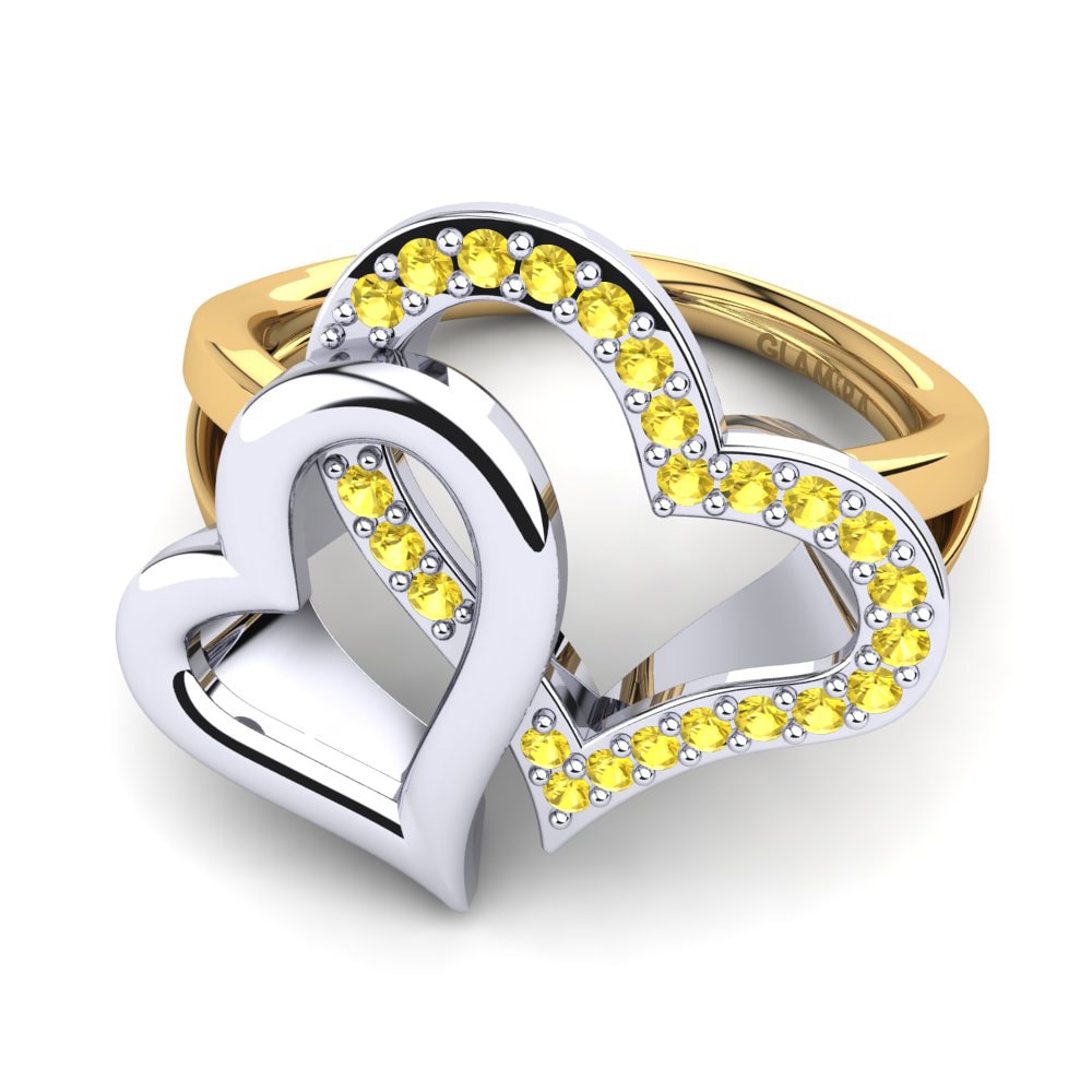 14ct White & Yellow Gold Yellow Sapphire Ring Eliya